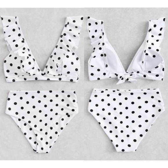 🌸 Ruffled Polka Dot High Waist Bikini - Picture 2 of 4